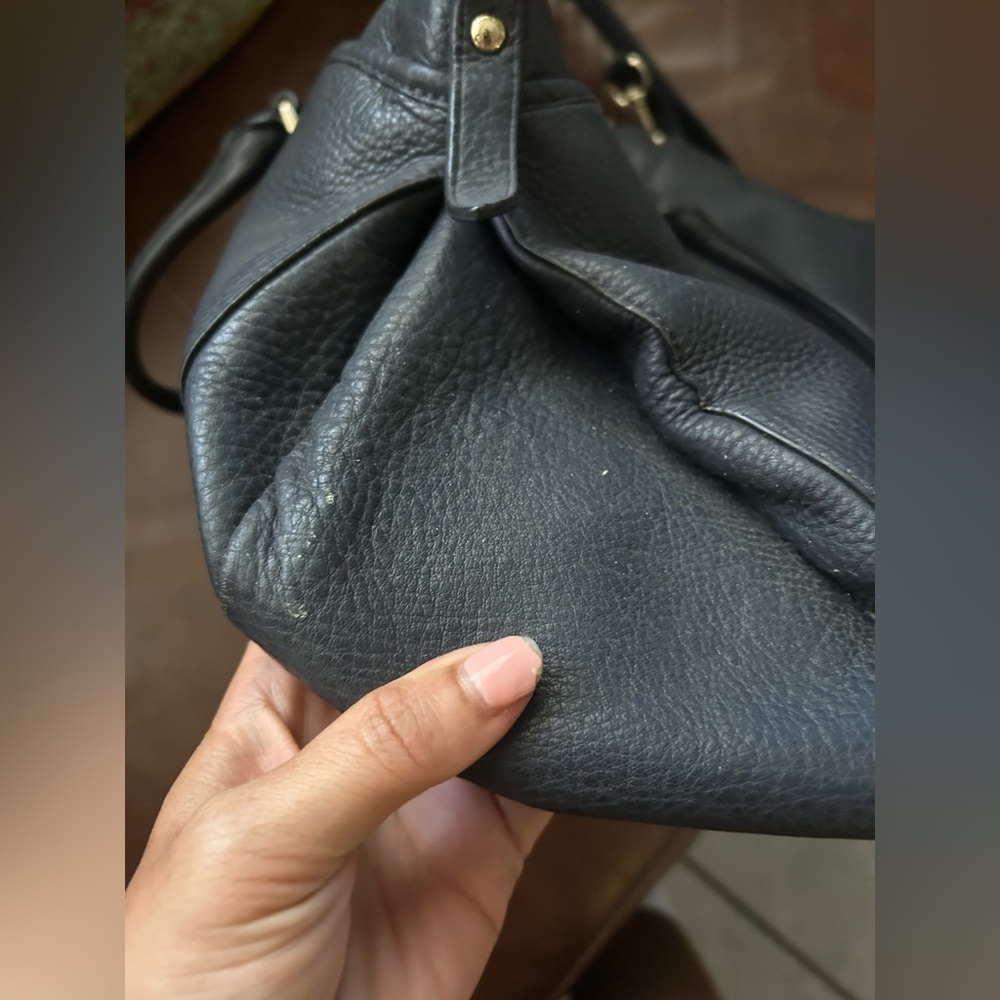 Coach Black Pebbled Leather double strap Satchel Handbag Purse Black - Picture 10 of 10